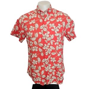 J.Crew Shirt Coral Floral Hawaiian Aloha Short‎ Sleeve Button Down Mens Medium